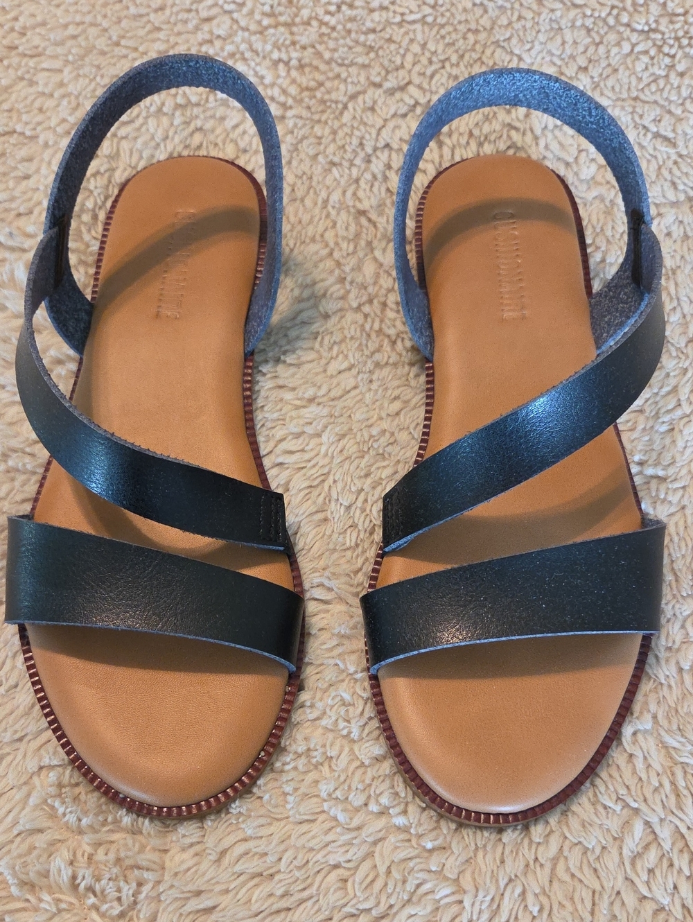 Women's Black Cross-Strap Slingback Sandals
